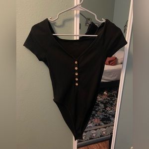 Black short sleeve body suit
